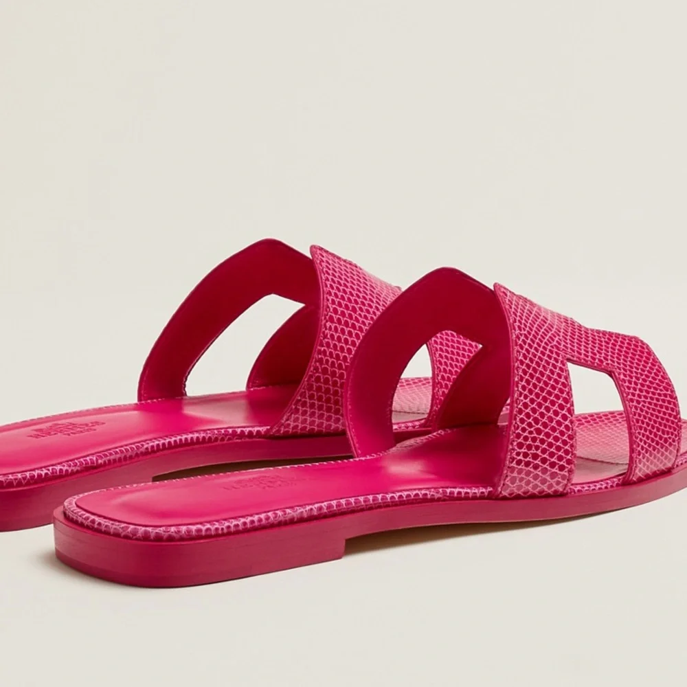 HP🎉RARE PINK LIZARD HERMÈS ORAN SANDALS - Picture 7 of 15